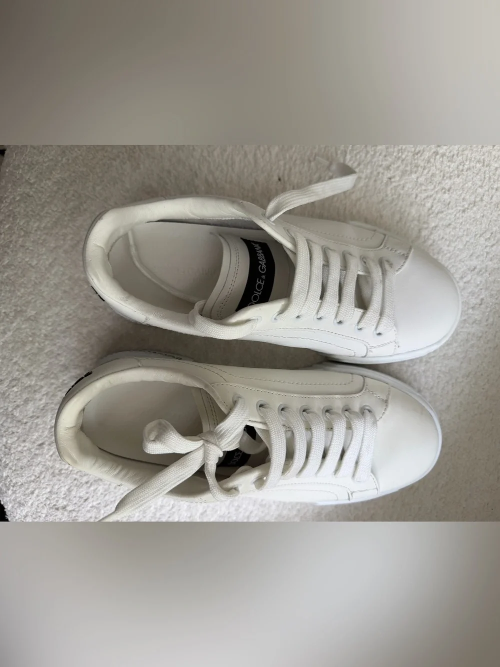 Dolce & Gabbana White Leather Low-Top Sneakers with Logo Trim